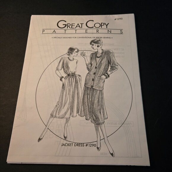 Great Copy Patterns #1290 Jacket Dress Full Maxi sewing vintage UNCUT - Picture 1 of 8